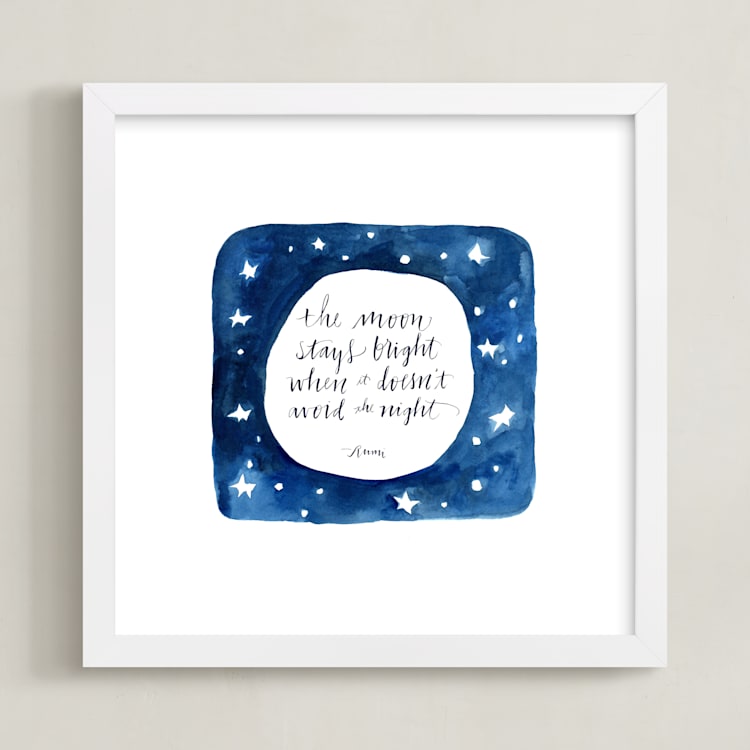 "Moon In The Night" - Art Print in The Night Sky by Tennyson Tippy - Framed