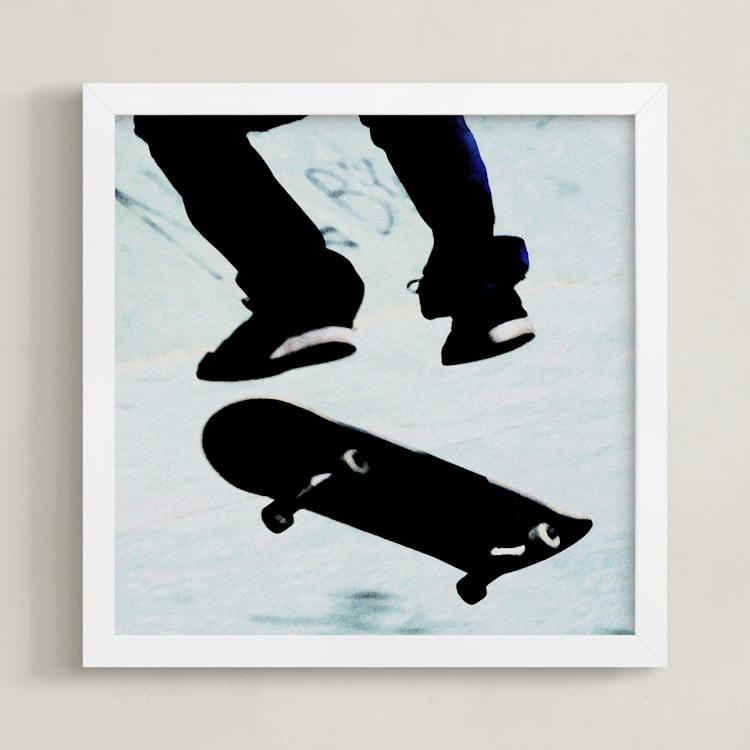 "Skate" - Art Print in water blue by Susanna Nousiainen - Framed