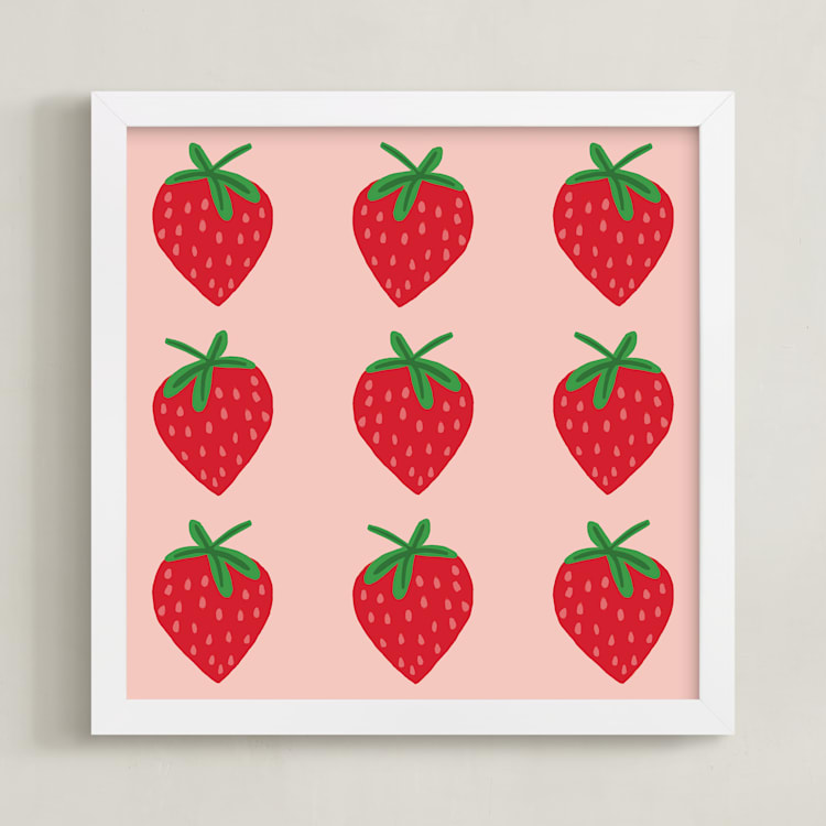 "strawberry" - Art Print in Blush Pink by Kerry Doyle - Framed