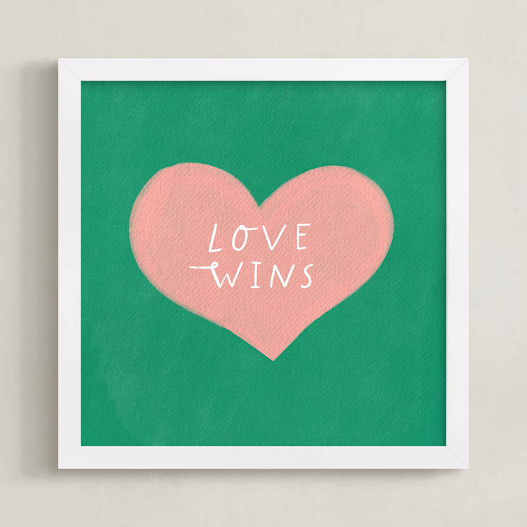"Love Wins" - Art Print in Emerald Green by Little Miss Missy - Framed
