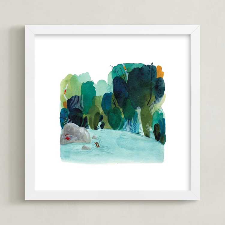 "The Swimming Hole" - Art Print in Sea by Kayla King - Framed