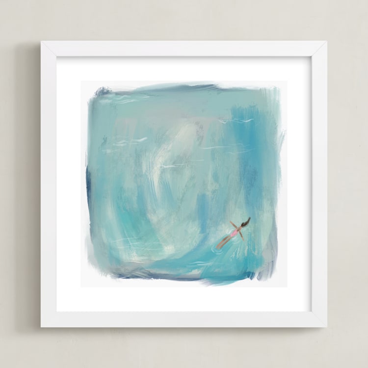 "Coastal Dreaming" - Art Print in Pond by Britt Mills - Framed