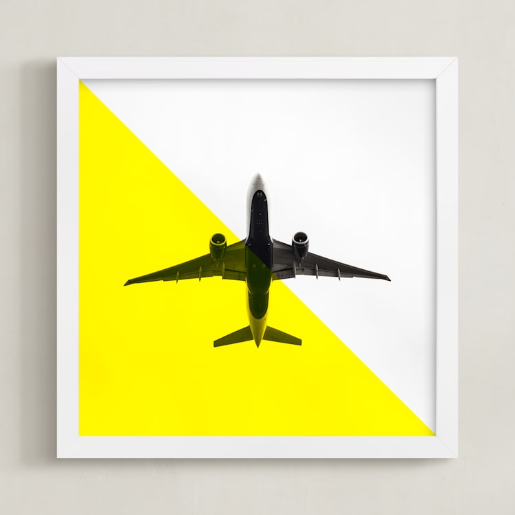 "Flyby" - Art Print in Yellow by Heather Deffense - Framed