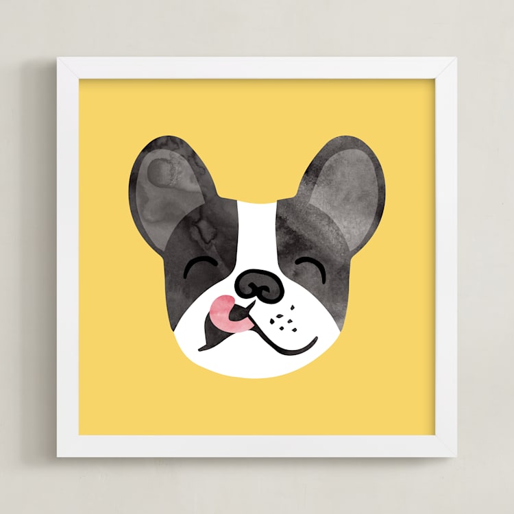 "Little Pup" - Art Print in Sunny Yellow by Tayler Mitchell - Framed
