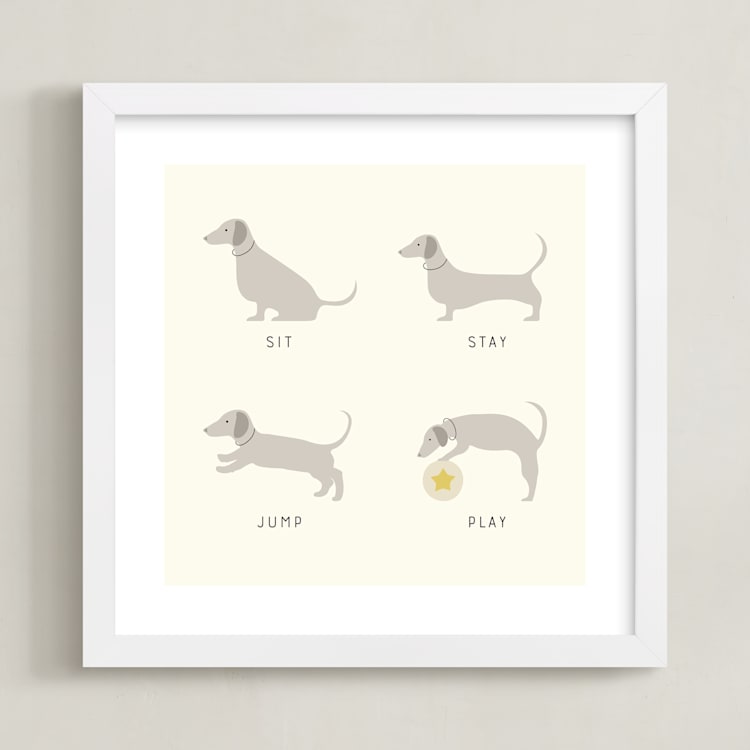 "Good Dog" - Art Print in Biscuit by Alexandra Cohn - Framed