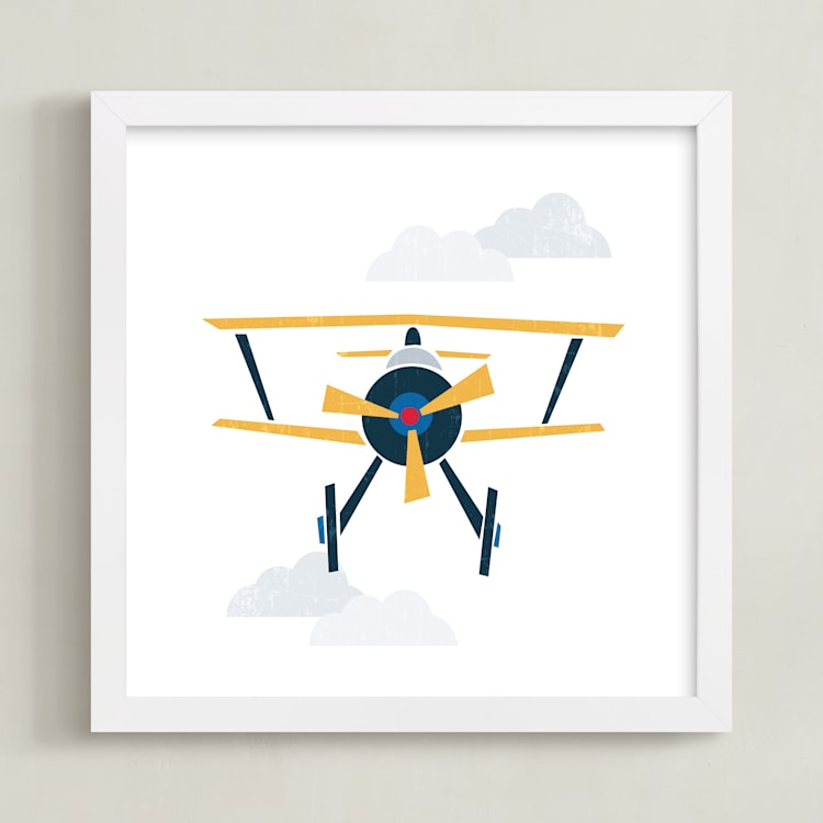 "Stacked Plane" - Art Print in Sun by Jennifer Morehead - Framed