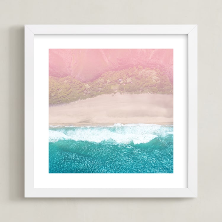 "Secret Beach" - Art Print in Color by Jessica C Nugent - Framed