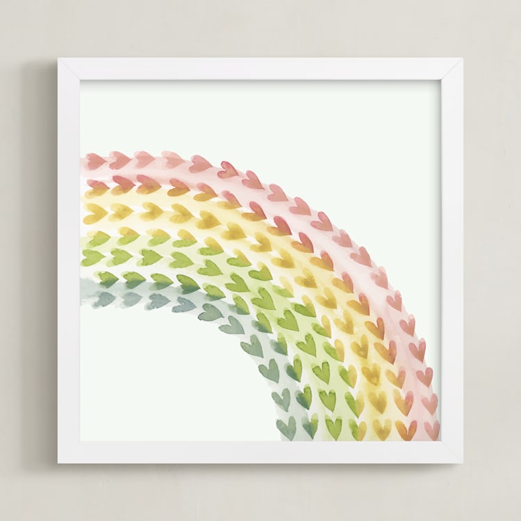 "Somewhere in the Rainbow" - Art Print in Pastel Multi-color by Tina Faselli - Framed