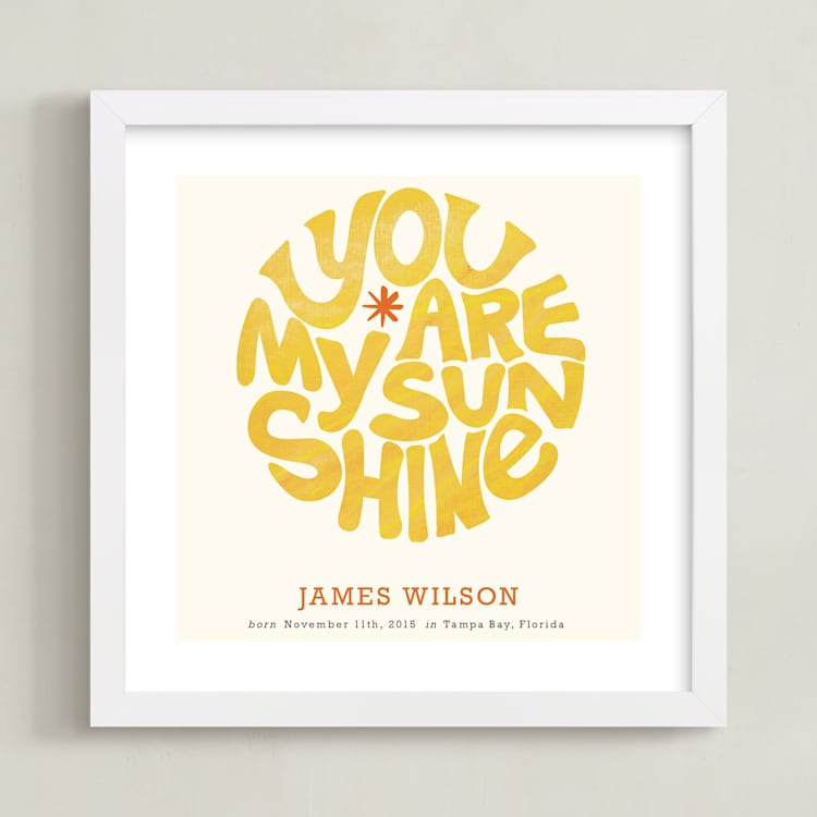 "Forever Sunshine" - Personalized Art Print in Goldenrod by Carrie ONeal - Framed