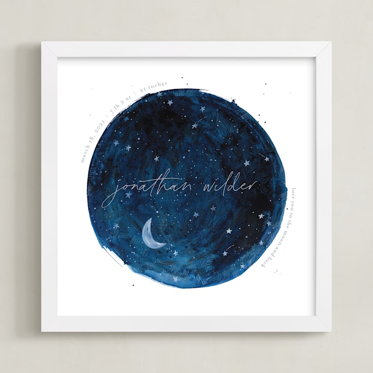 "Lunar" - Personalized Art Print in Indigo by Krissy Bengtson - Framed