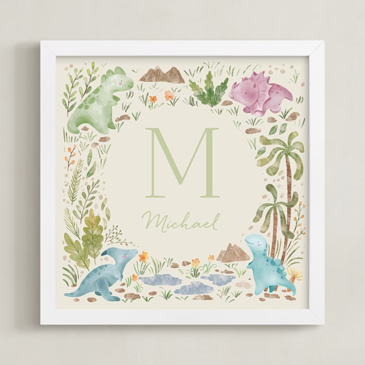 "Roar Into the World" - Personalized Art Print in Sand by Celine Nguyen - Framed