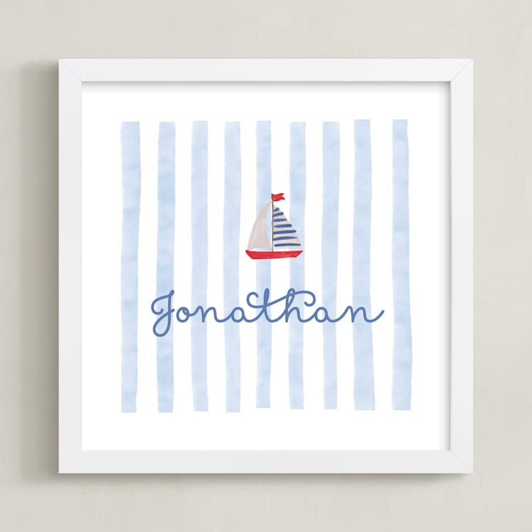 "Beach Club" - Personalized Art Print in Ocean by Creo Study - Framed