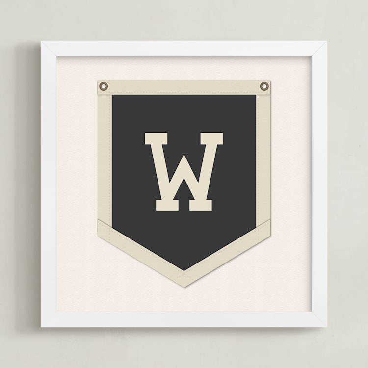 "Initial Banner" - Personalized Art Print in Noir by taylorVdesign - Framed
