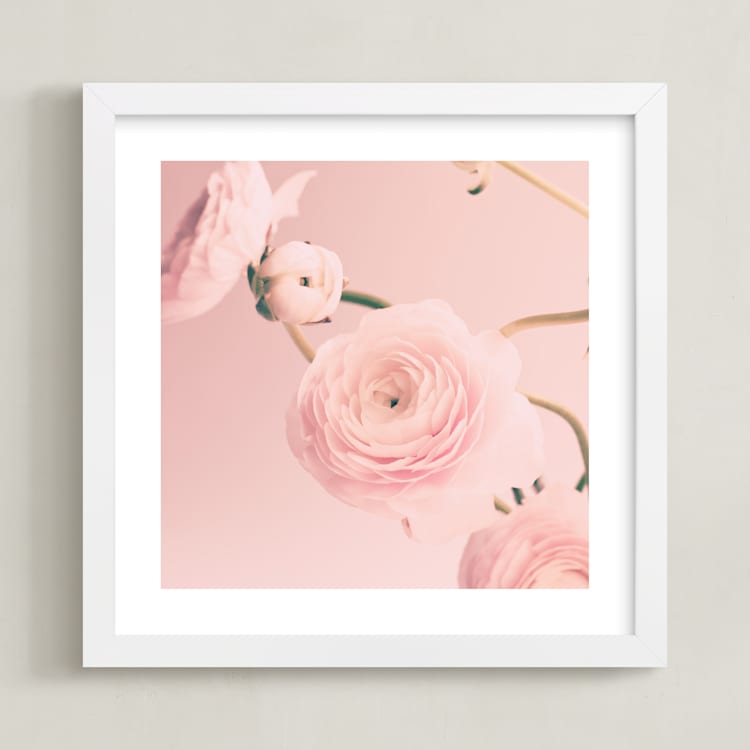 "Cotton Ranunculus" - Art Print in dusty pink by Caroline Mint - Framed
