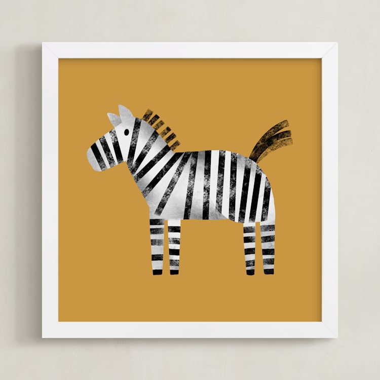 "Safari Pair 1" - Art Print in Saffron by Farinaz Vaseghi - Framed