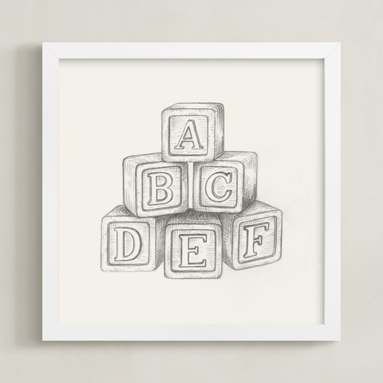 "Vintage Toys 2" - Art Print in Graphite by Anna Black - Framed