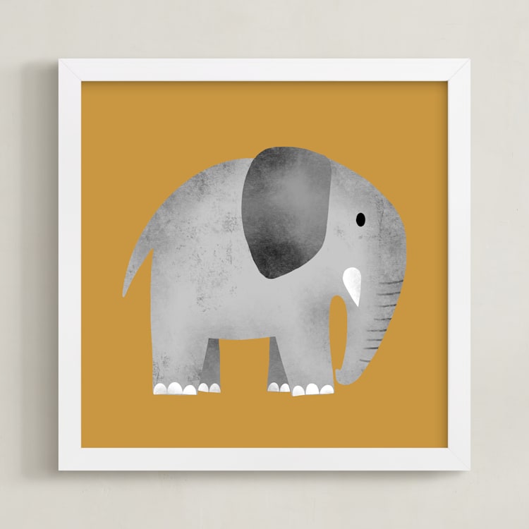 "Safari Pair 2" - Art Print in Saffron by Farinaz Vaseghi - Framed