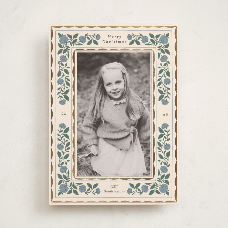 Heritage Blooms Foil-Pressed Holiday Cards