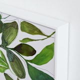 "Verdant Whispers From The Greenhouse" - Art Print in Olive Forest by Deborah Velasquez - Frame Close-up