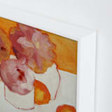 "Peonies and Kumquats" - Art Print in Tangerine by Lynne Millar - Frame Close-up