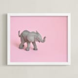 "Toy Elephant" - Art Print in Pretty Pink by Kinga Subject - Framed