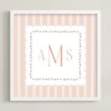 "Meadow Stripes Monogram" - Personalized Art Print in Blush by Ana Claudia Sharpe - Framed