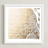 "Custom Map Filled Foil Art" - Custom Foil Print in Gold by Minted - Framed