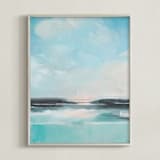 "Sunrise At Sea" - Art Print in Sea Blue by AlisonJerry - Framed
