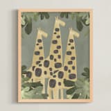 "A Giraffe Trio" - Art Print in Savanna Greige by Alicia Abla - Framed