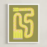 "Twisty Giraffe" - Art Print in Moss by Ampersand Design Studio - Framed