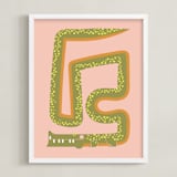"Twisty Alligator" - Art Print in Moss by Ampersand Design Studio - Framed