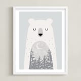 "Goodnight Bear" - Art Print in Frost by Oma N. Ramkhelawan - Framed