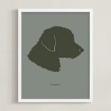 "Tonal Pet Silhouette: Custom Print with Text" - Custom Print in Olive Shadow by Minted - Framed