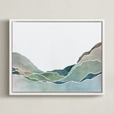 "Terrain No. 1" - Art Print in Ocean Blue by Jennifer Daily - Framed Canvas