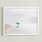 "California Surf" - Art Print in Teal by Jessica C Nugent - Framed