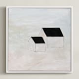"First Snow" - Art Print in White by Robin Ott - Framed Canvas