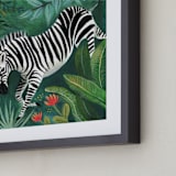 "Zebra" - Art Print in Emerald Green by Emilie Simpson - Frame Close-up