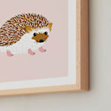 "Little Hedgehog" - Art Print in Blush by Genna Blackburn - Frame Close-up