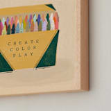 "Vintage Crayon Box - Things We Kept" - Art Print in Emerald Green by Erum Khalili Art - Frame Close-up