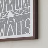 "Adventure Awaits Vintage Airplane" - Art Print in White by Lorena Depante - Frame Close-up