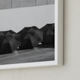 "Four Black Umbrellas" - Art Print in Monochrome by Jonathan Brooks - Frame Close-up