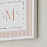 "Meadow Stripes Monogram" - Personalized Art Print in Blush by Ana Claudia Sharpe - Frame Close-up