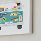 "Van Life" - Personalized Art Print in Aqua by Jessie Steury - Frame Close-up