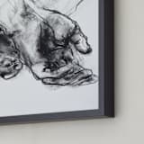 "Drawing 561 - Crossed Hands" - Art Print in Slate Black by Derek overfield - Frame Close-up