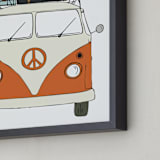 "The Peace Van on the Road" - Art Print in Orange by Alston Foster - Frame Close-up