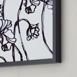 "Ink Cyclamen" - Art Print in inky blue by Sonal Nathwani - Frame Close-up