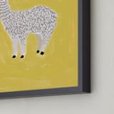 "Sunshine Alpaca" - Art Print in Yellow by SALLY MURPHY - Frame Close-up