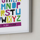 "Paper Cut ABCs" - Personalized Art Print in Plum by Ampersand Design Studio - Frame Close-up