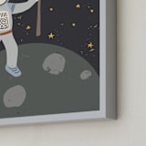 "Up in Space Astronaut" - Art Print in Muted Blue by Maggie Unruh - Frame Close-up
