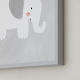 "Dream Big Elephant And Giraffe" - Art Print in Soft Grey by Patrice Horvath - Frame Close-up
